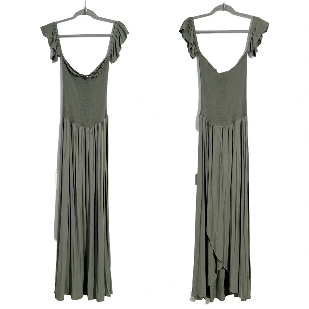 Young Fabulous‎ & Broke Womens Sage Green Smocked Maxi Dress